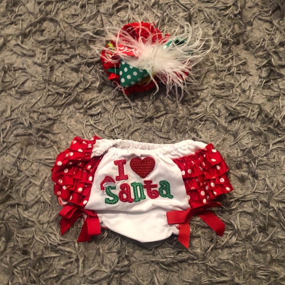 Christmas bloomers and matching MudPie bow - Picture 1 of 4